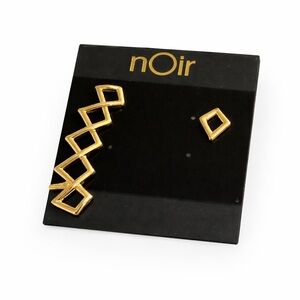 nOir Gold Geometric Ear Climber & Stud Earrings | Modern Minimalist Set